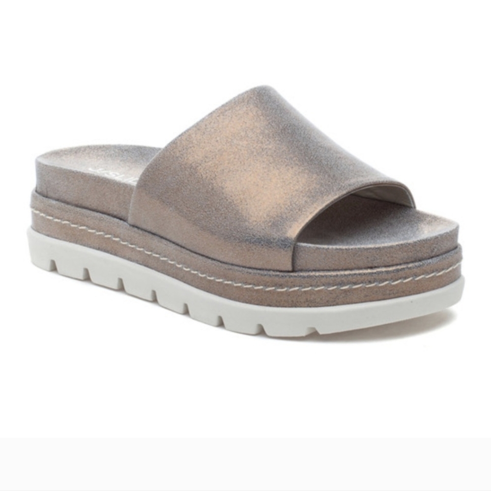 J Slides Bibby bronze metallic platform slides 10